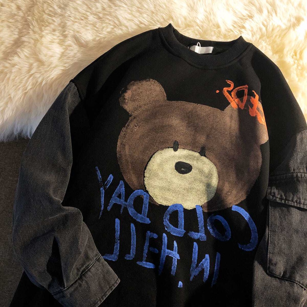 Áo Sweater Dáng Rộng In Hình Gấu Kiểu Retro Thời Trang Mùa Thu Cho Nữ