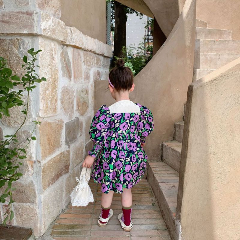 Đầm Công Chúa Họa Tiết Hoa Nhí Xinh Xắn Thời Trang Cho Bé Gái