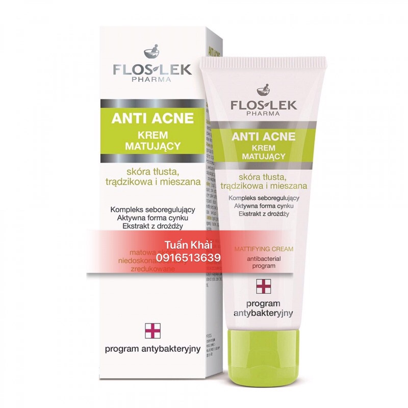 Kem kiểm soát dầu và điều tiết nhờn Floslek Anti Acne Mattifying Cream 50ml