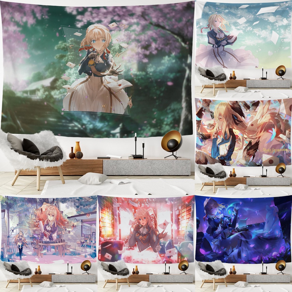 New Anime Tấm Thảm Violet Evergarden Phòng Khách Phòng Ngủ Tường Nghệ Thuật Trang Trí Tường Vải Treo Vải