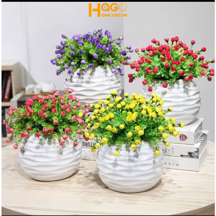 Hoa giả, chậu,bình hoa mini để bàn mẫu mới trang trí, decor nhà cửa cực xinh