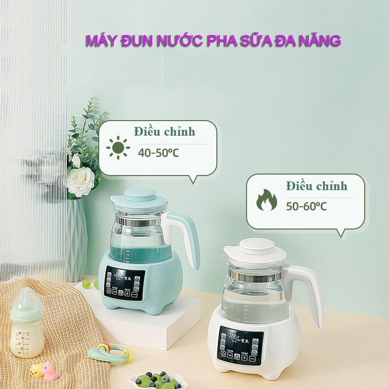 Bình đun nước pha sữa cho bé,máy đun nước đa năng khử Clo,máy hâm sữa, giữ ấm điều chỉnh nhiệt độ theo nhu cầu 1300ml