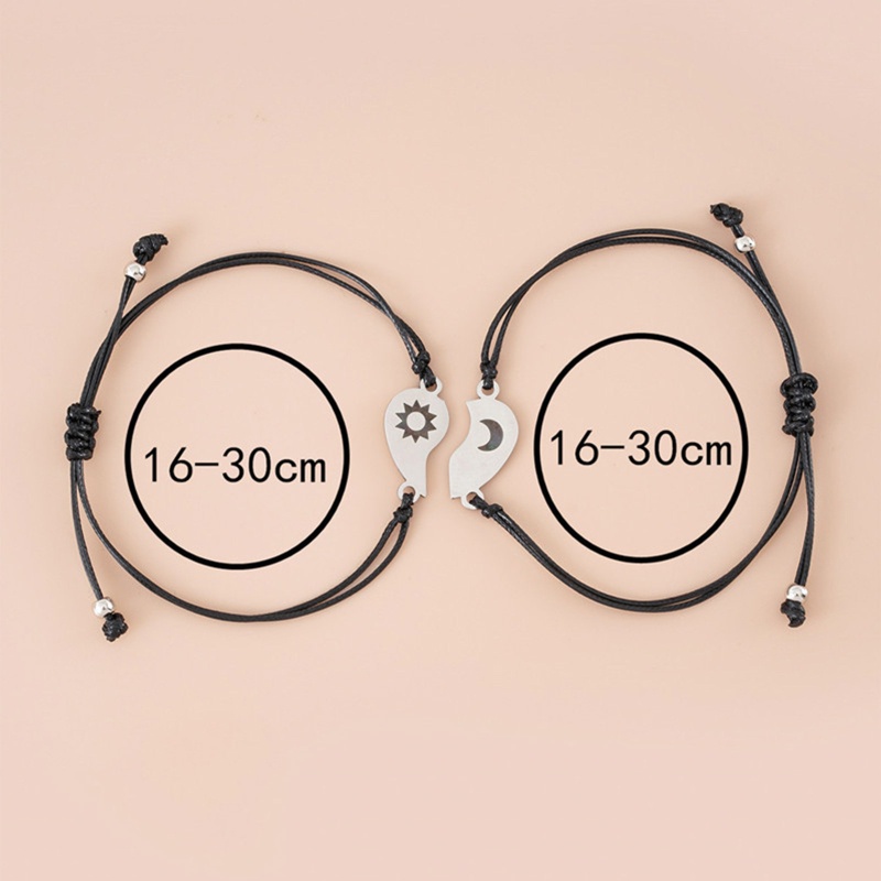 Sa 1 Cặp Vòng Tay Dây Bện Mặt Trăng / Mặt Trời / Trái Tim Có Thể Điều Chỉnh Kích Thước Cho Cặp Đô