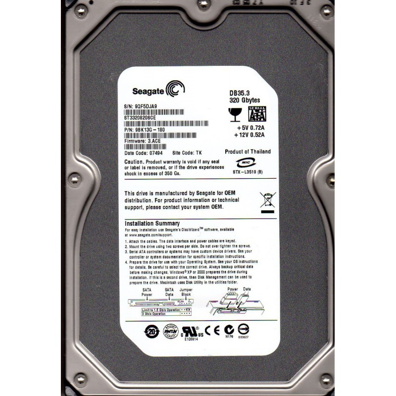 Ổ CỨNG GẮN TRONG HDD 320GB SEAGATE, ĐÃ TEST, BẢO HÀNH 1 NĂM | WebRaoVat - webraovat.net.vn