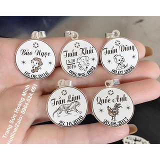 MẶT DÂY CHUYỀN BẠC CHO BÉ HÌNH TRÒN KHẮC TÊN, BẠC TA NGUYÊN CHẤT CHO BÉ