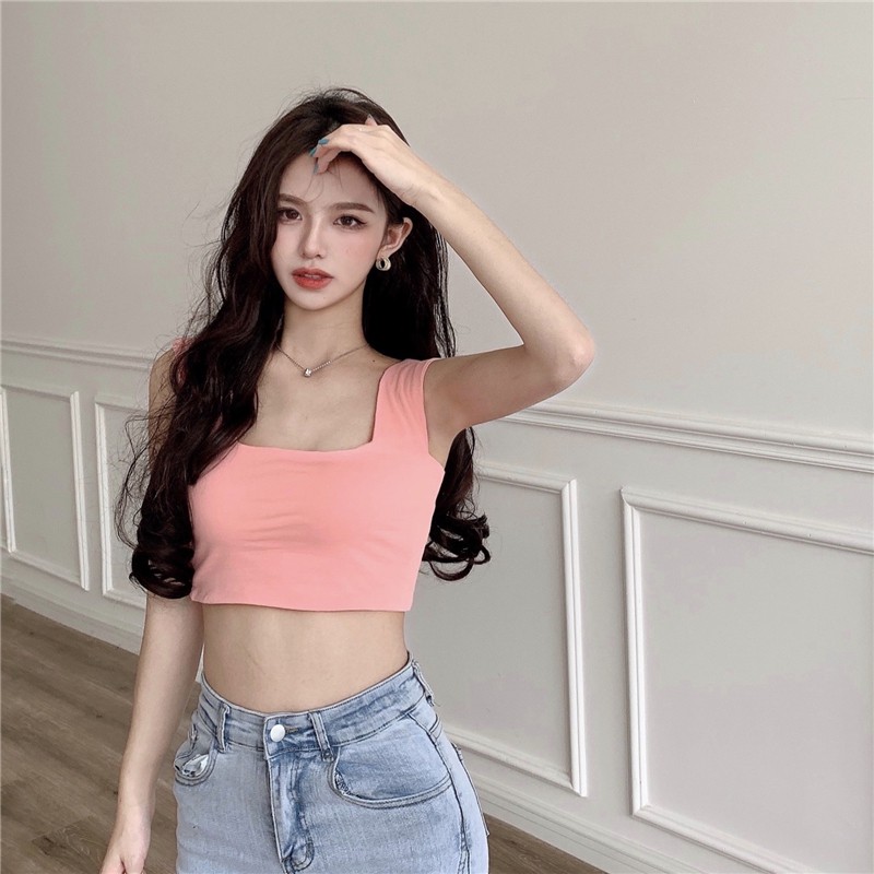 Cocory vn Áo kiểu cổ vuông trễ vai vải cotton cho nữ