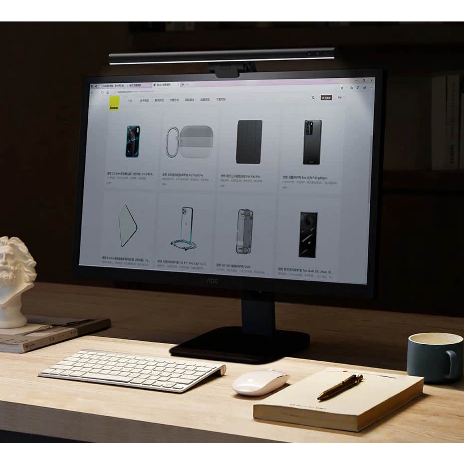 Đèn treo màn hình máy tính bảo vệ mắt Baseus i-Work Series pro 3 mầu ánh sáng - Đèn pixar học làm việc đọc sách