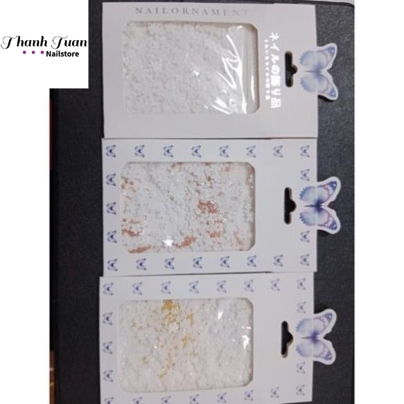 Túi hoa sứ nhí mix size hoa và bi trang trí đính móng  - Phụ kiện đồ nail