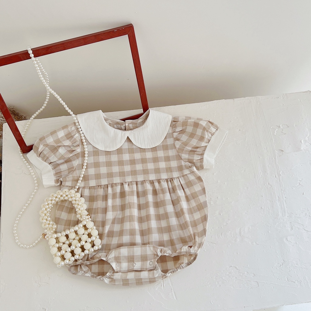 Bộ Áo Liền Quần Tay Ngắn Chất Liệu Cotton In Họa Tiết Hoa Thời Trang Mùa Hè Cho Bé Gái 0-2 Tuổi