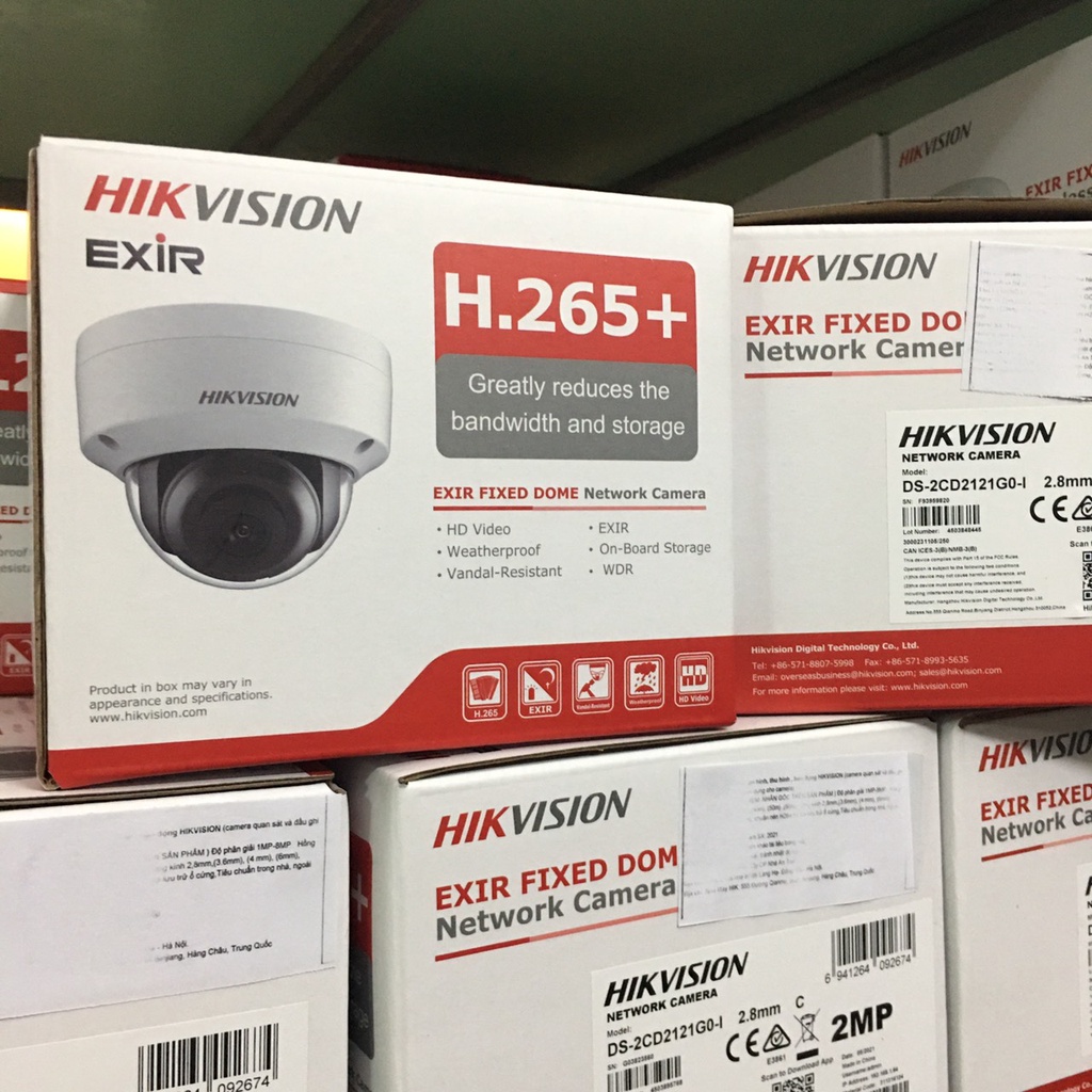 Camera IP bán cầu Dome DS-2CD2121G0 HIKVISION Poe ngoài trời và trong nhà.Chuẩn nén H.265+,Chống ngược sáng