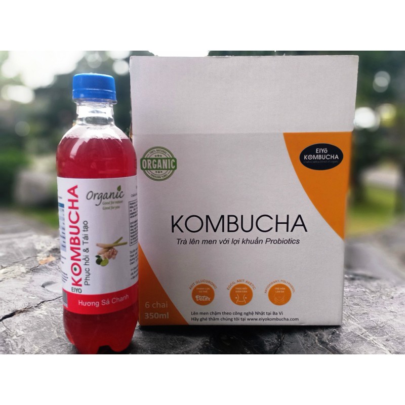 TRÀ KOMBUCHA ORGANIC -  HƯƠNG SẢ CHANH (Thùng 6 CHAI).