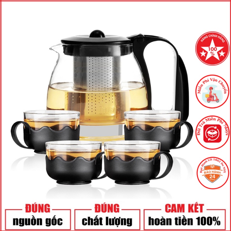 Bộ ấm pha trà thủy tinh có lưới lọc inox,Bình pha trà giữ nhiệt
