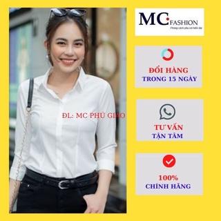 Áo Sơ Mi Trắng Nữ Công Sở Đẹp Mc Fashion Tay Cộc Dài Đủ Size Chất Silk Lụa Mịn Mát Không Nhăn Co Giãn Nhẹ A0074