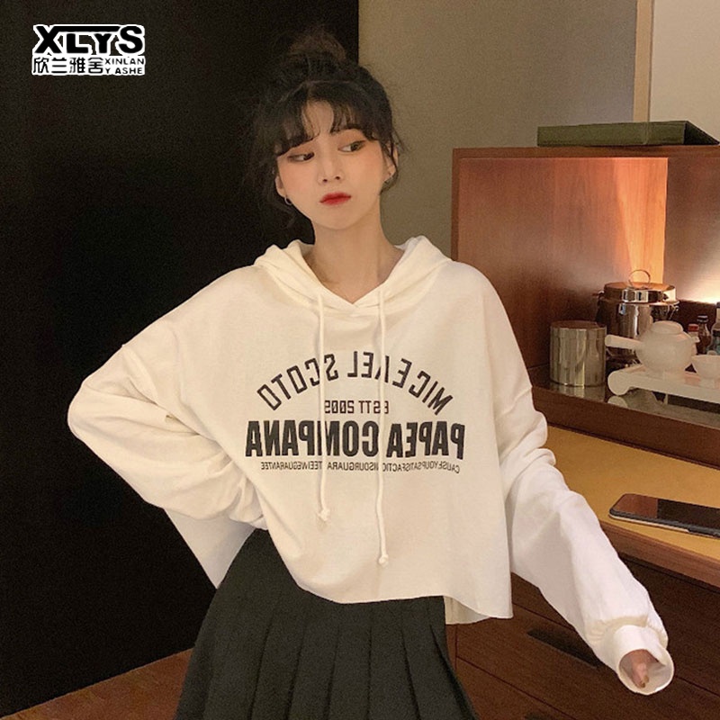 Áo khoác sweater XINLANYASHE kiểu mỏng có mũ trùm đầu phong cách Hàn Quốc dành cho nữ sinh