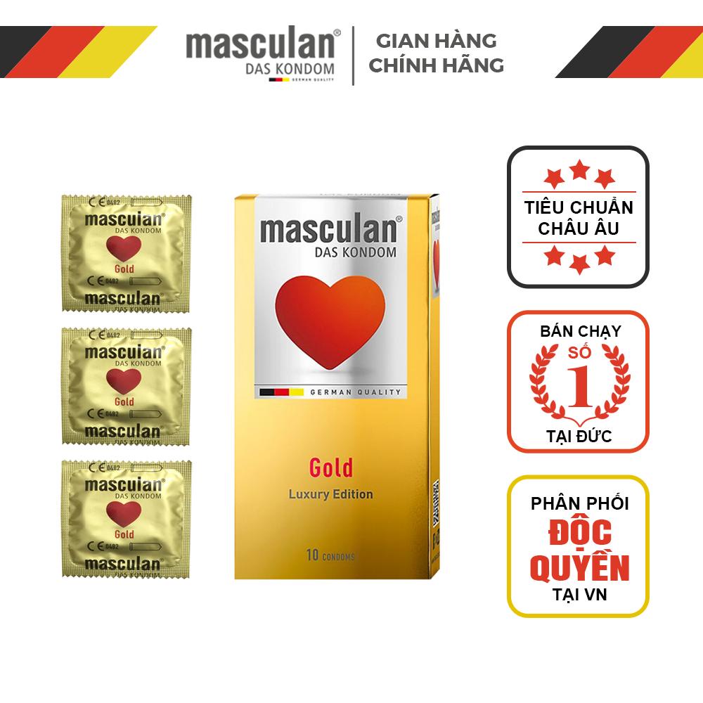 Bao cao su Đức Masculan - Ánh vàng sang trọng - Gold Luxury Edition - 10 bao