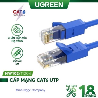 Dây mạng Cat 6 UTP Patch Cords dài 5m Ugreen 11204 NW102 thuần Đồng bấm sẵn 2 đầu - Hàng chất lượng cao