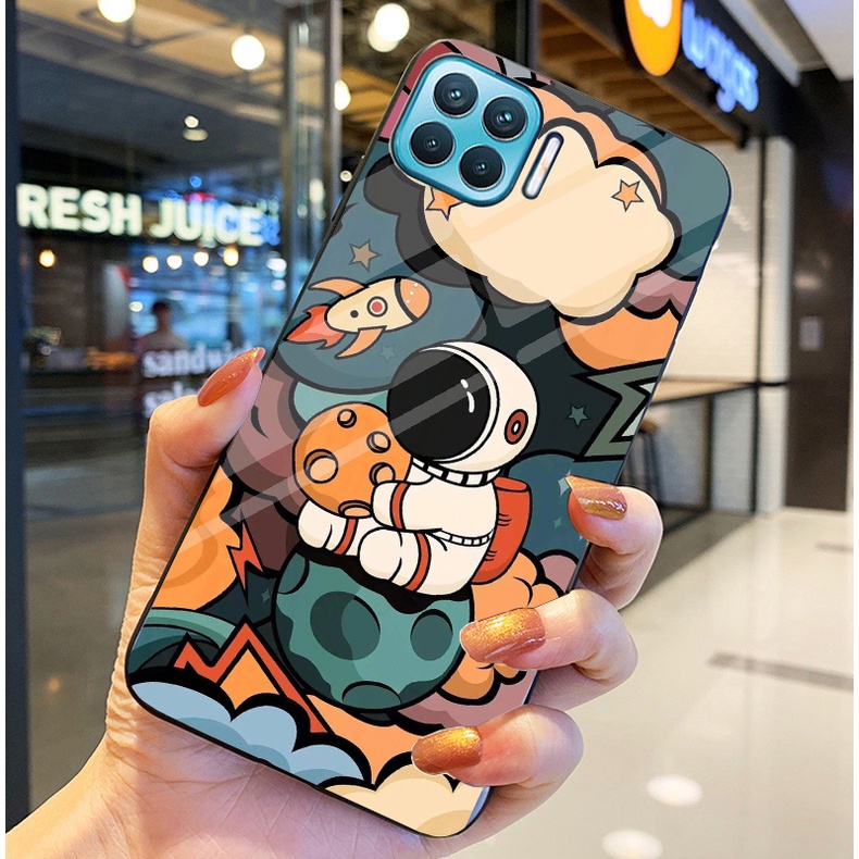Ốp Lưng OPPO A73, A93 Ốp kính bóng cao cấp Phi Hành Gia