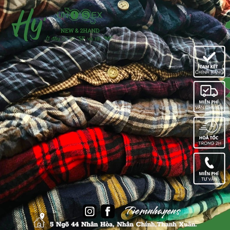 Áo sơ mi caro - flannel secondhand (2hand) - vintage, cổ điển