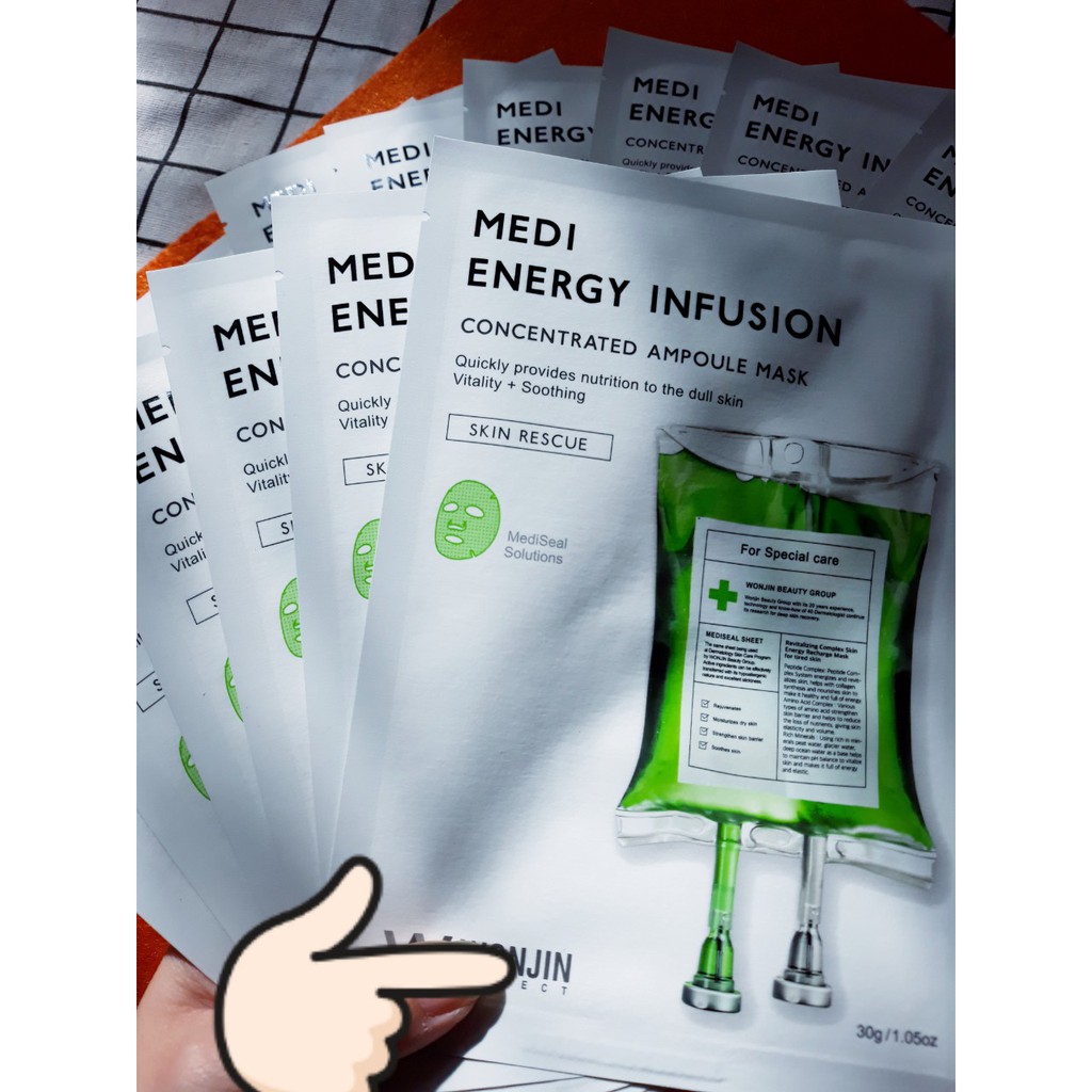 Mặt nạ phục hồi da truyền năng lượng Wonjin Effect Medi Energy Infusion Mask (unbox)