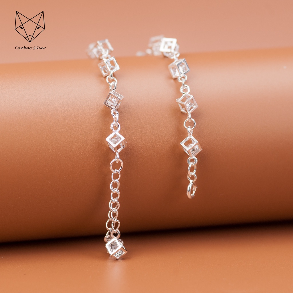 Lắc Tay Bạc Ta Cao Cấp CaoBac Silver Chuỗi Lập Phương Đính Đá Sang Trọng Cho Nữ