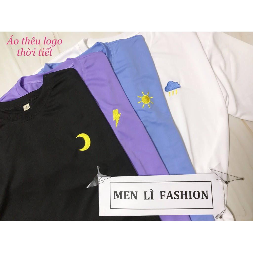 Áo Thun Unisex Nam Nữ Form Rộng Tay Lỡ THÊU LOGO THỜI TIẾT