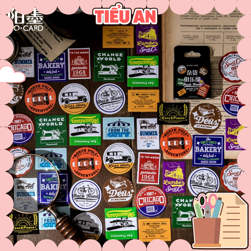 Bộ sticker/ Hình dán Hình Logo Tiếng Anh (45 Hình)