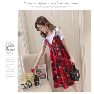 Đầm Bầu Sét Yếm - Đỏ Hoa