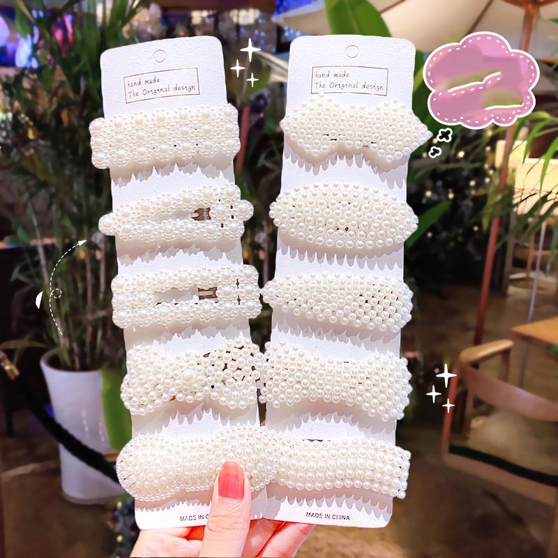 1 Set Kẹp Tóc Ngọc Trai Hình Học Ngọt Ngào