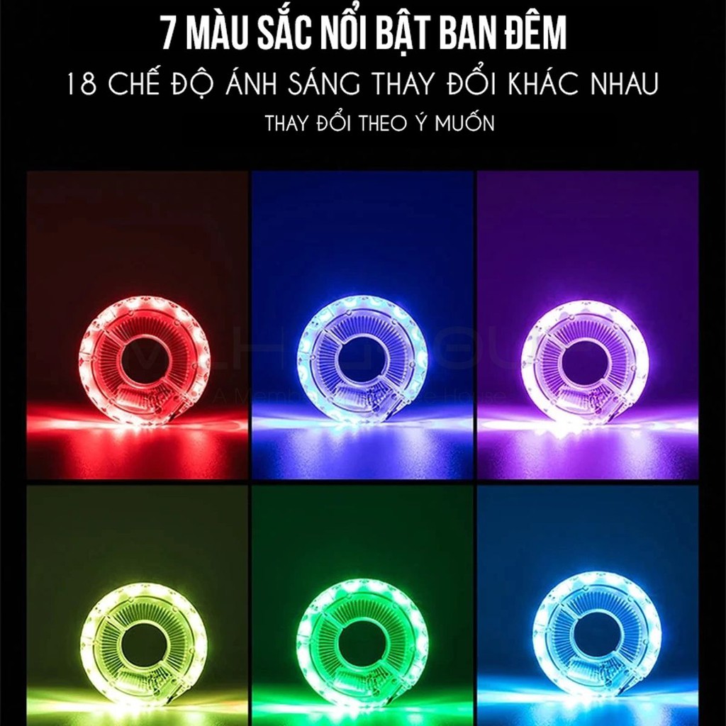 Đèn Trang Trí Cho Xe Đạp Trẻ Em Gắn Moay-Ơ Trục Giữa Xe Đạp Với 7 Màu 18 Chế Độ Sáng Khác Nhau Sạc Điện USB MLH