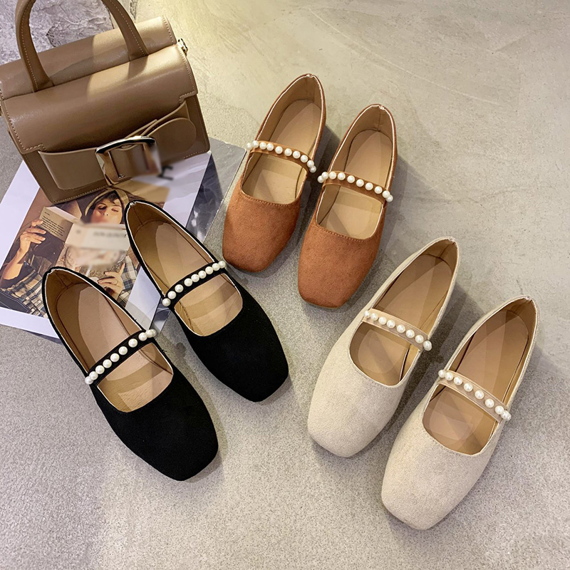 [ Mã 66CBSALE giảm 30K đơn 200K] Giày búp bê Mary Jane đế bệt phối ngọc trai phong cách cổ điển dành cho nữ | BigBuy360 - bigbuy360.vn