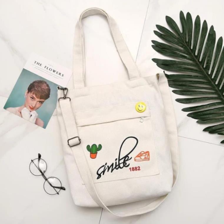 Túi tote thời trang SMILE VÀ CÂY XƯƠNG RỒNG