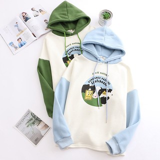 Áo Khoác Hoodie Nữ Họa Tiết Bò Sữa 914