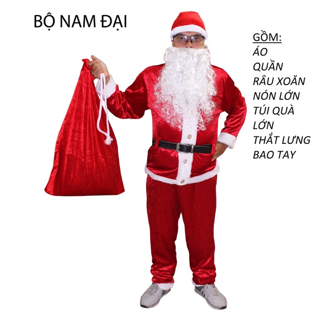 Bộ ông già noel vải nhung xịn   dành cho người lớn 1m7-1m8
