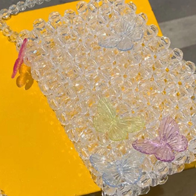 Bộ 10 phụ kiện trang trí điện thoại/túi xách tự thiết kế hình bướm màu trơn ttrong suốt dễ thương