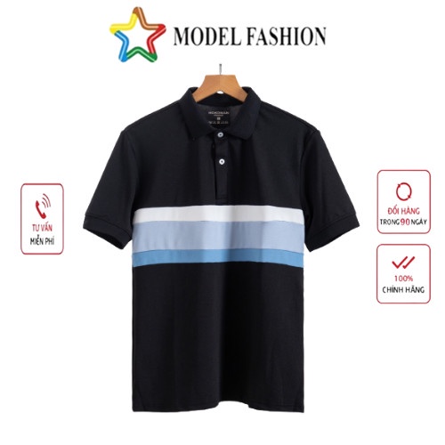 Áo thun polo HOKO nam cao cấp tay ngắn ĐEN PHỐI SỌC NGANG trẻ trung lịch lãm chất cotton thoáng mát Model Fashion