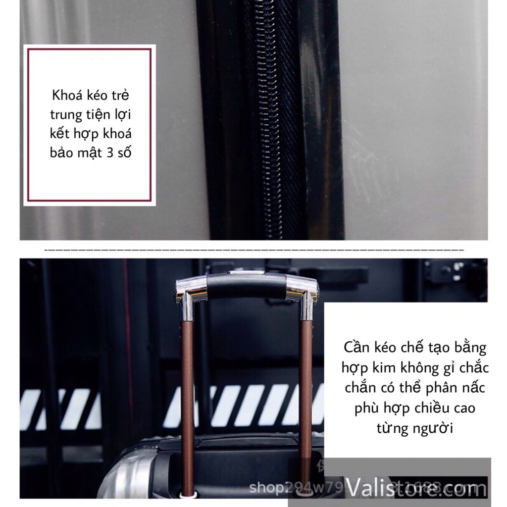 Vali xách tay siêu nhẹ size 20, Valy kéo du lịch thời trang chống va đập chính hãng