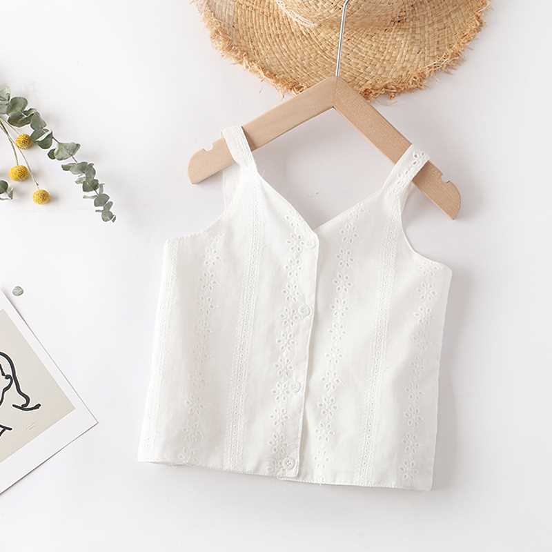 Áo Kiểu Không Tay Chất Liệu Vải Cotton Linen Dễ Thương Cho Bé