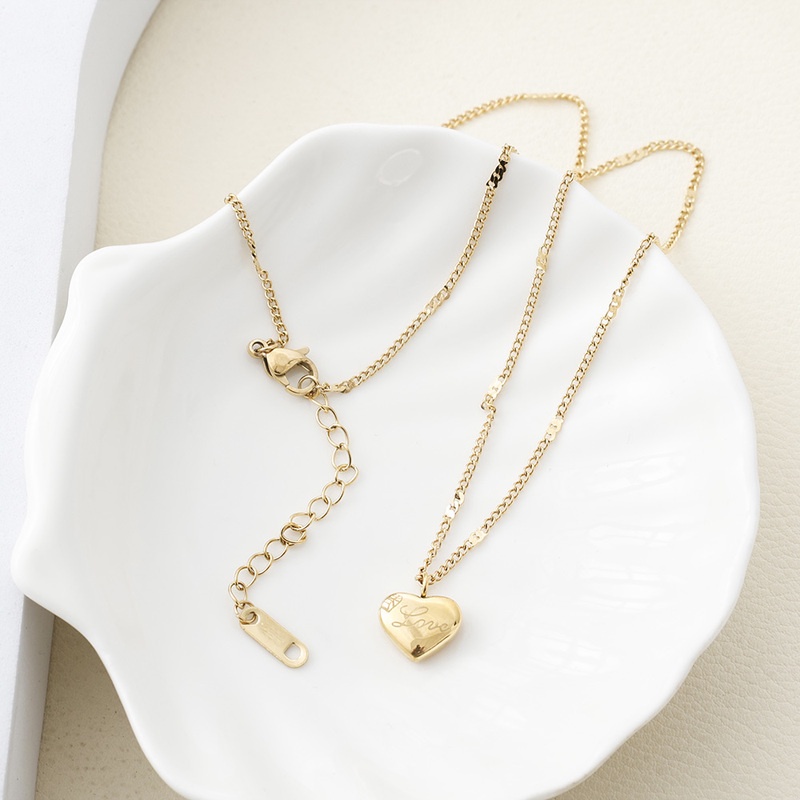Vòng Cổ Choker Hình Trái Tim Bằng Thép Không Gỉ Màu Vàng Thời Trang Có Thể Điều Chỉnh Cho Nữ
