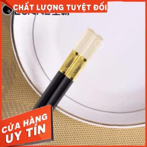 Đũa Mạ Vàng Khảm Hổ Phách Cao Cấp Dài 27CM (1 Hộp 10 Đôi) - K54