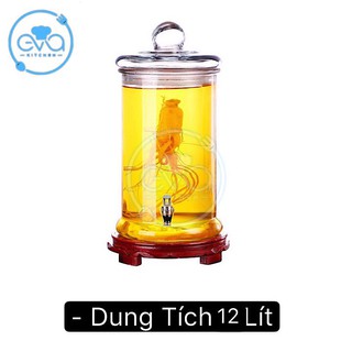 Bình ngâm thủy tinh 12 lít có van dáng trụ thân trơn – tt12lv