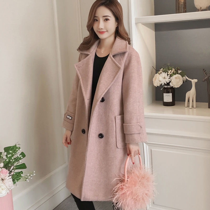 Áo Khoác Len Dáng Dài Vừa Thời Trang Thu Đông Phong Cách Hàn Quốc Mới Cho Nữ
