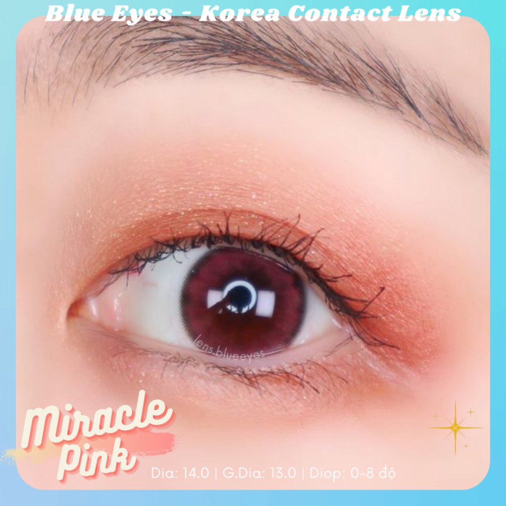 Lens hồng  baby , Kính áp tròng Hàn Quốc màu hồng đào tự nhiên  MIRACLE PINK , áp tròng giãn nhẹ 14.0mm.