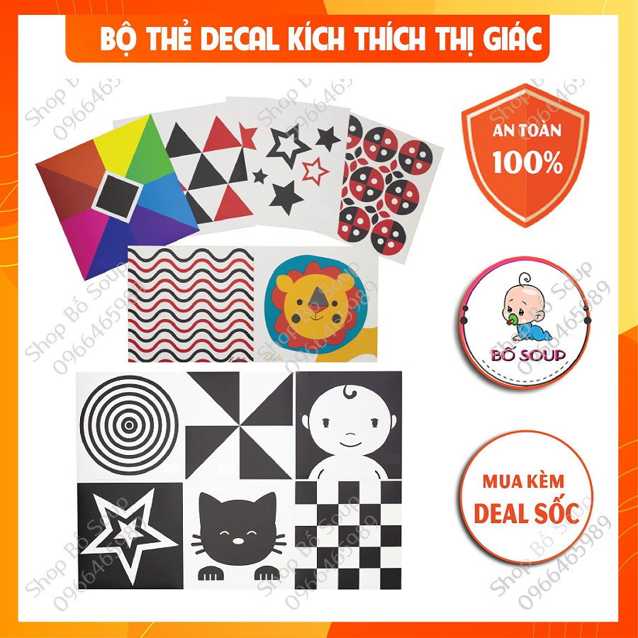 Bộ Thẻ Kích Thích Thị Giác Giúp Bé Phát Triển Toàn Diện [Chuẩn Phương Pháp Montessori] Shop Bố Soup