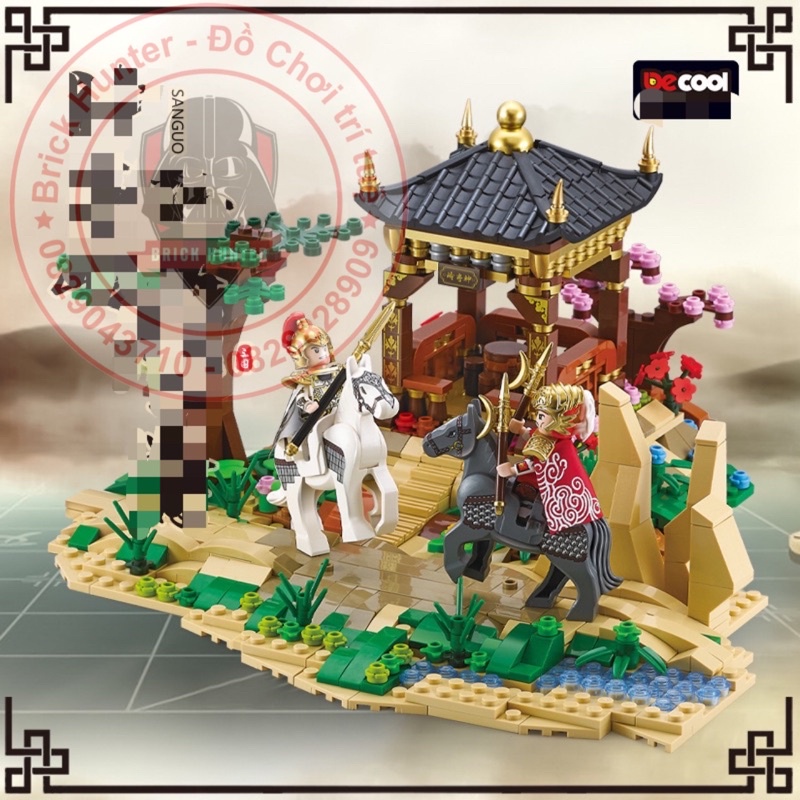 Bộ xếp hình Three kingdom Decool 20505 mô hình lắp ráp sa bàn Tam Quốc : Tôn Sách cưỡi ngựa giao chiến với Thái Sử Từ