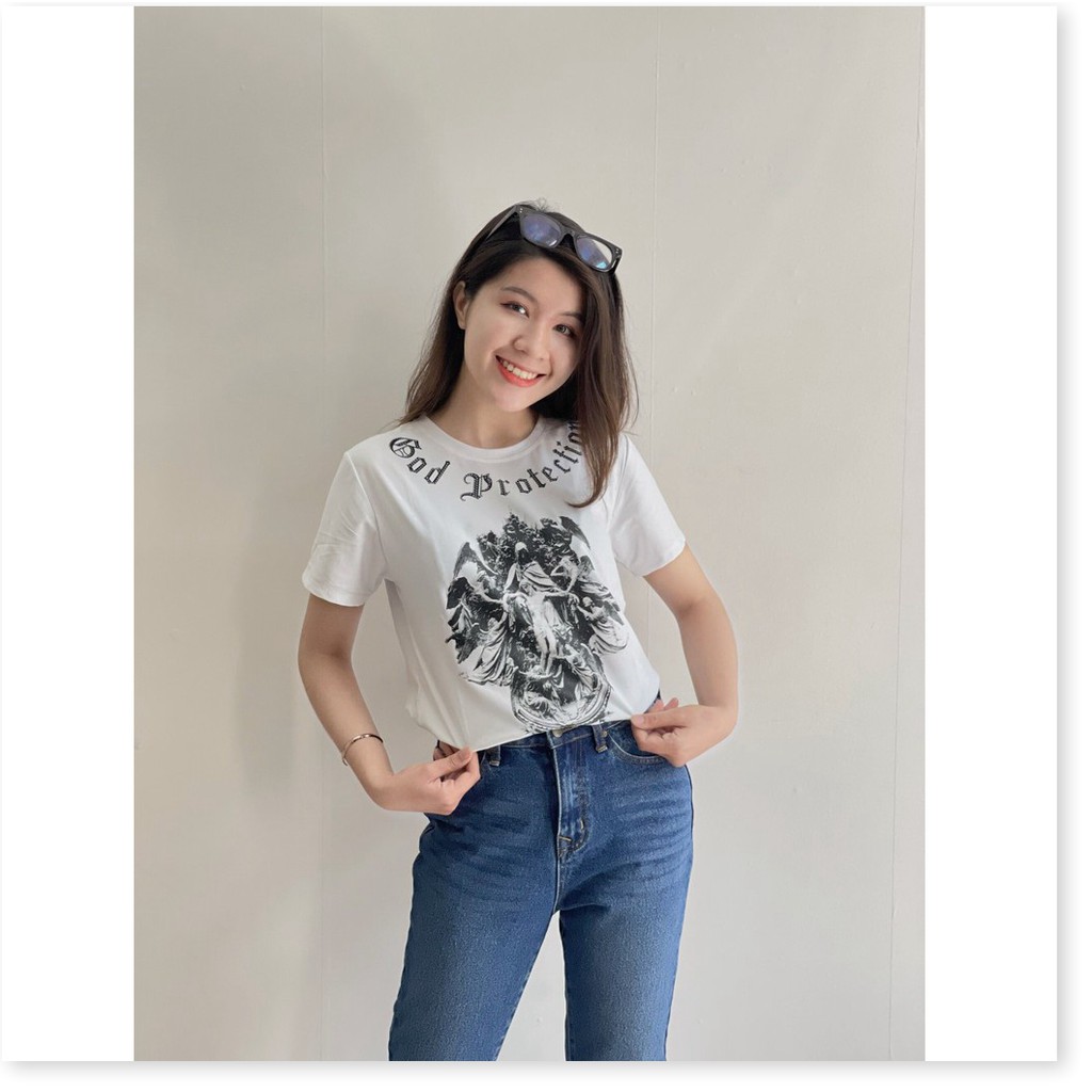 ÁO THUN CỔ TRÒN THIẾT KẾ HOA TIẾT SIÊU NGẦU,CHẤT LIỆU VÃI THOÁNG MÁT LANA FASHION