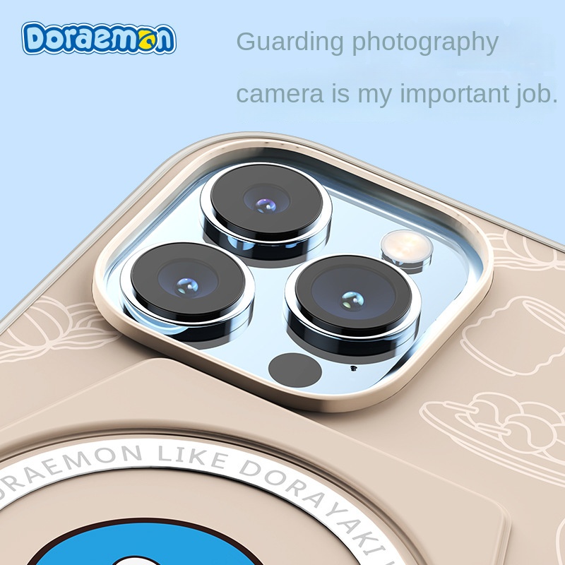 Ốp Điện Thoại Có Ngăn Đựng Thẻ Từ Tính In Hình Doraemon Cho iPhone 13 Series