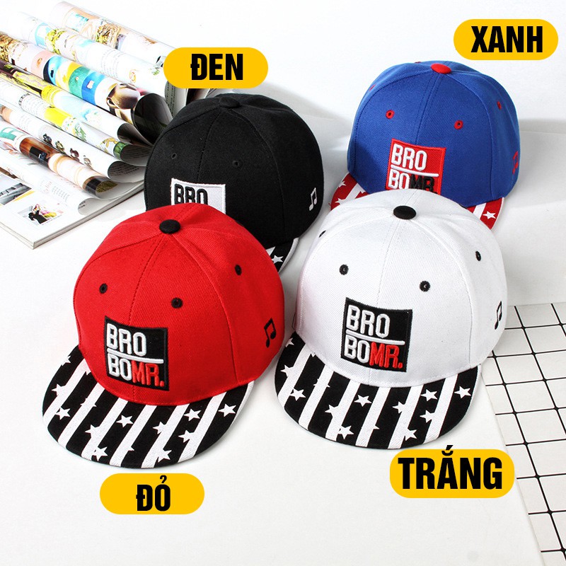 [Mã FAMAYWA2 giảm 10k đơn từ 50k] Nón Snapback Trẻ Em Thêu Chữ BRO BOMR M655