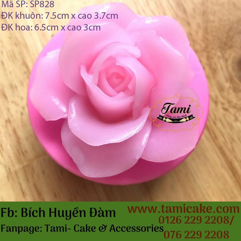 Khuôn silicon rau câu hoa nổi 4D- Hồng cánh mỏng lớn