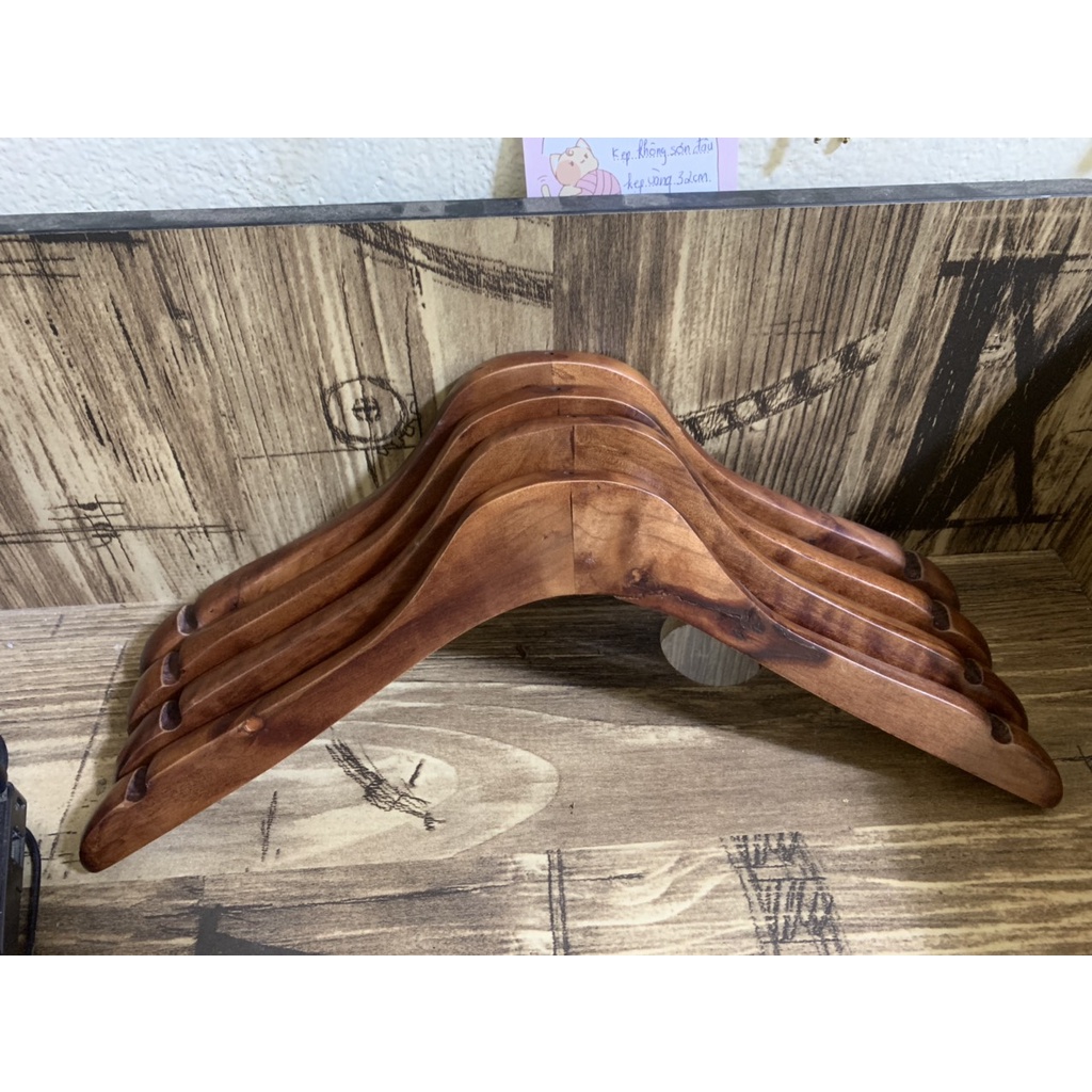 Móc vest gỗ KTN nâu 38cm dày 2.5cm (10 móc)