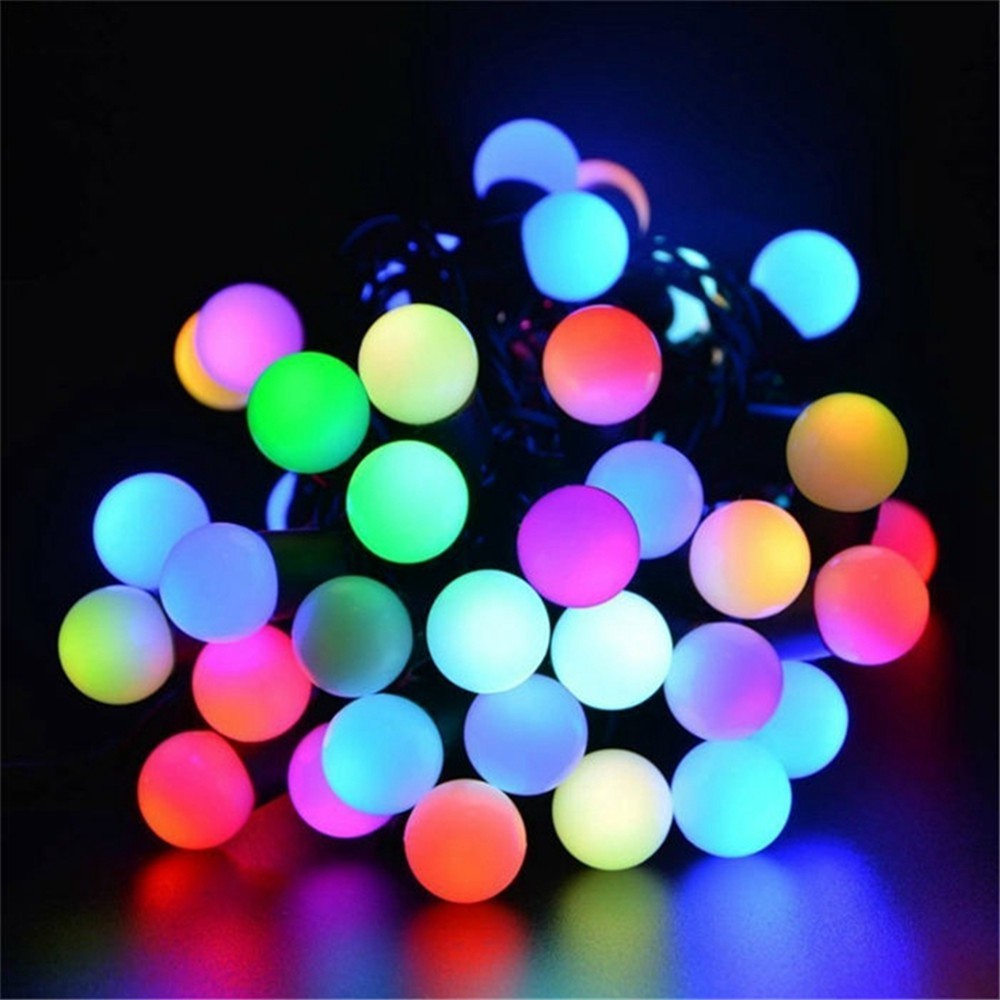Dây Đèn Led Trang Trí Ping Poong 10M 50 Bóng - Đèn Chớp Bóng Bi Tròn Dây Đen Cắm Điện 220V Nhiều Màu Chống Nước
